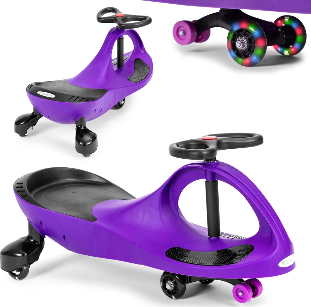Gravitacinė mašinėlė vaikams su LED ratais, violetinė ECOTOYS