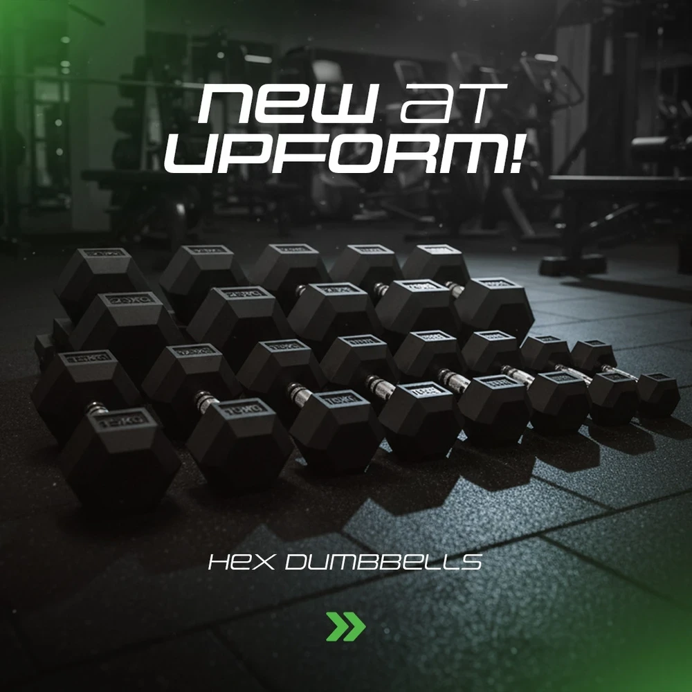 Guminuotas ketaus hantelis HEX 30 kg, UpForm