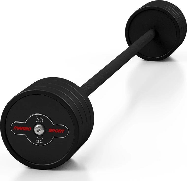 Guminis tiesus štangos grifas 35 kg, matinis juodas - Marbo Sport