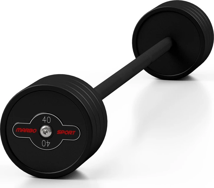 Gumuotas tiesus štangos grifas 40 kg, matinis juodas - Marbo Sport