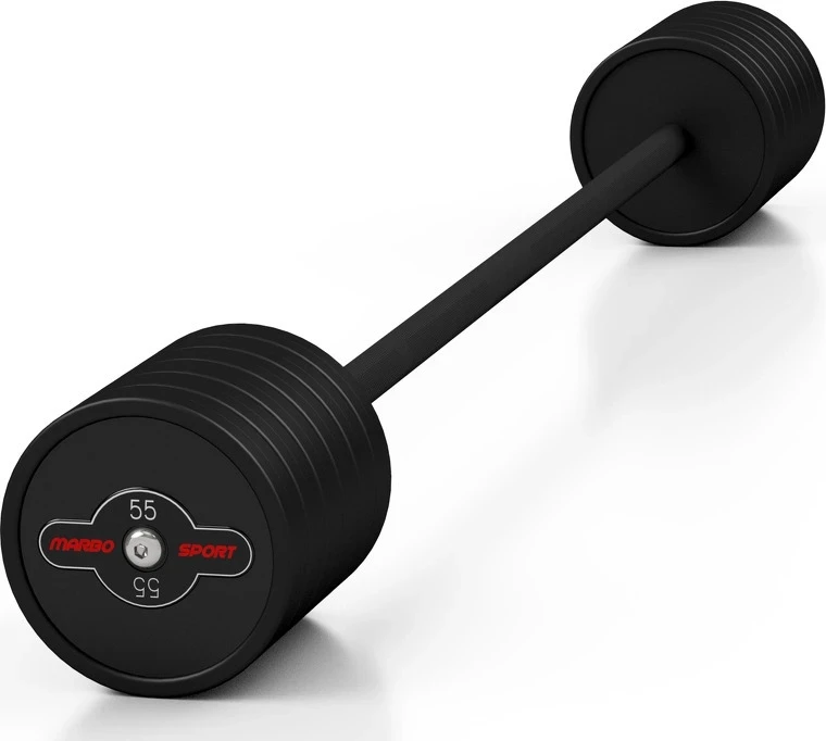 Gumuotas tiesus štangos grifas 55 kg, matinis juodas, Marbo Sport