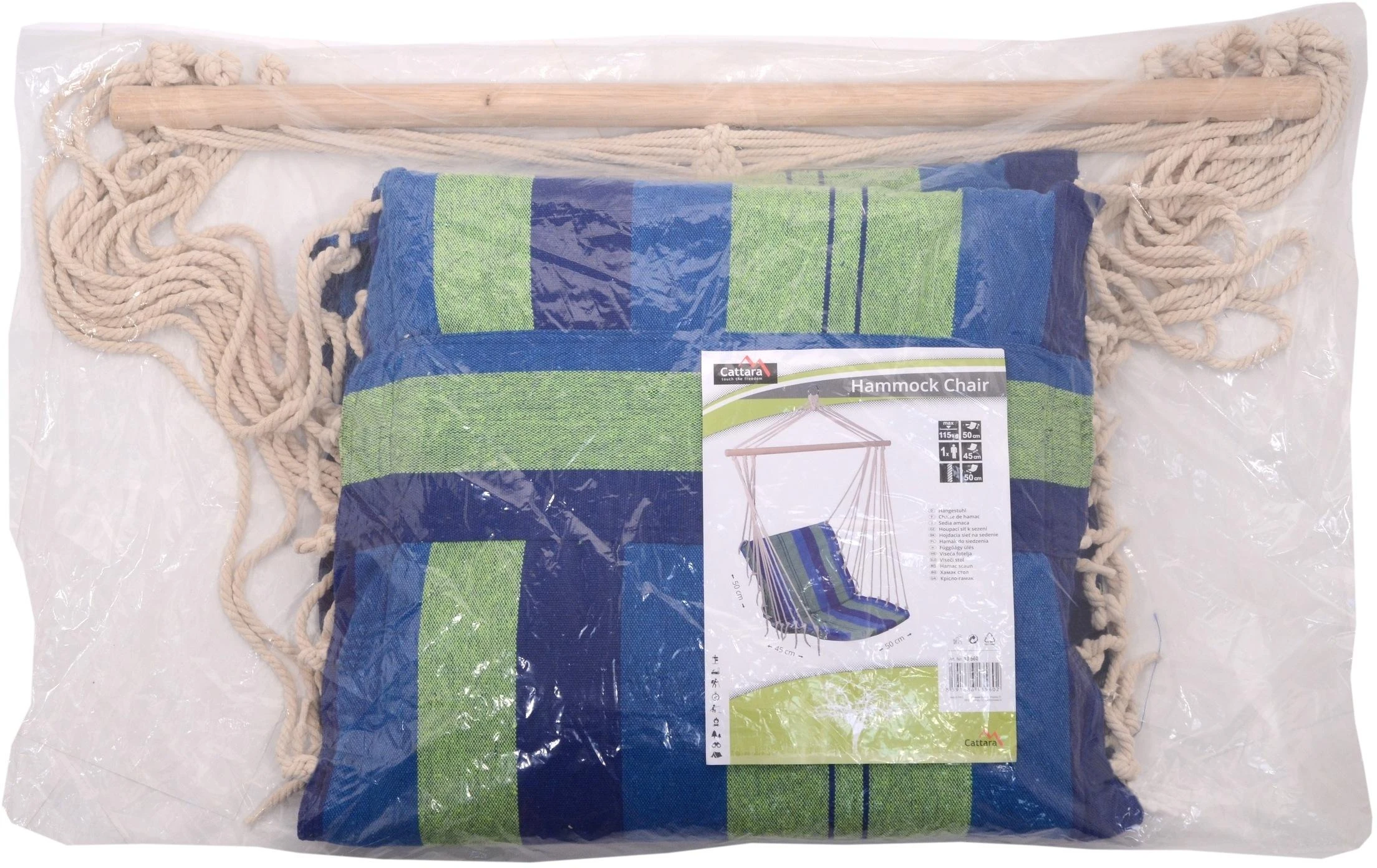Hamakas-kėdė Cattara – mėlyna-žalia 95 x 50 cm
