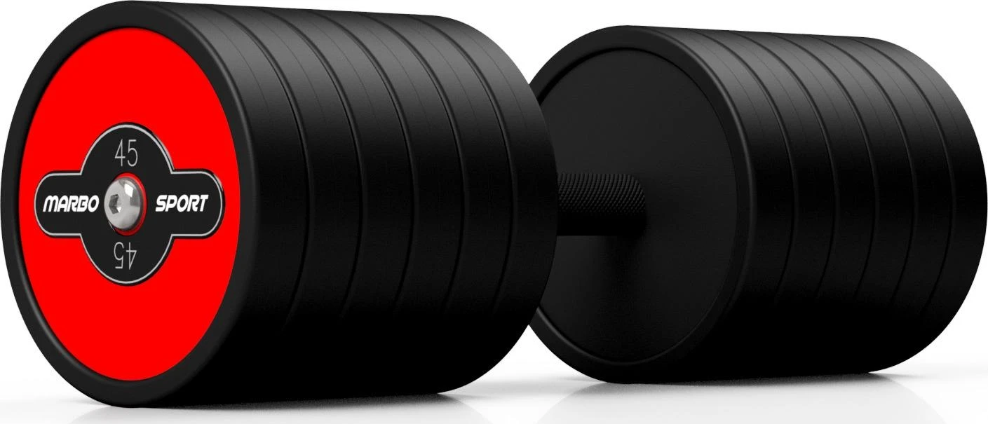 Gumuotas hantelis Marbo Sport, raudonas, 45 kg