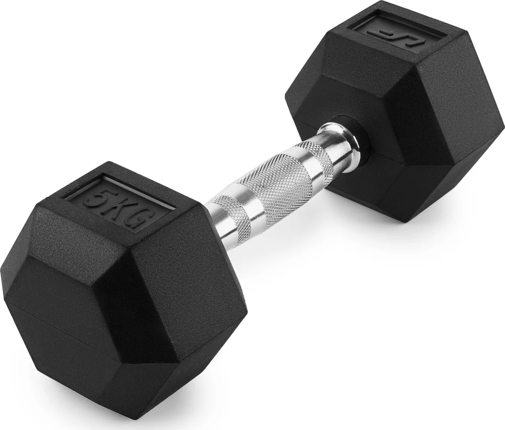 HEX 5kg guma dengtas ketaus hantelis - UpForm