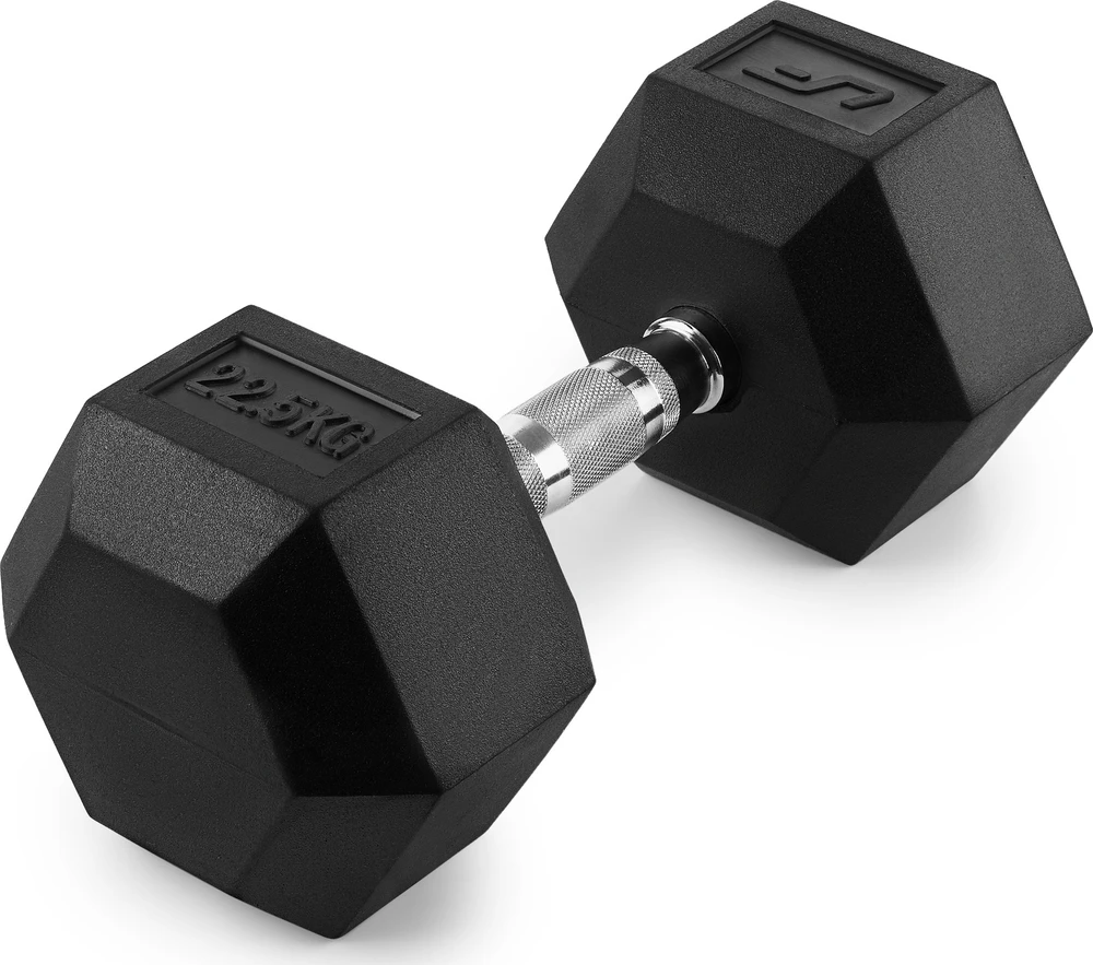 Guminis ketaus hantelis HEX, 22,5kg – UpForm