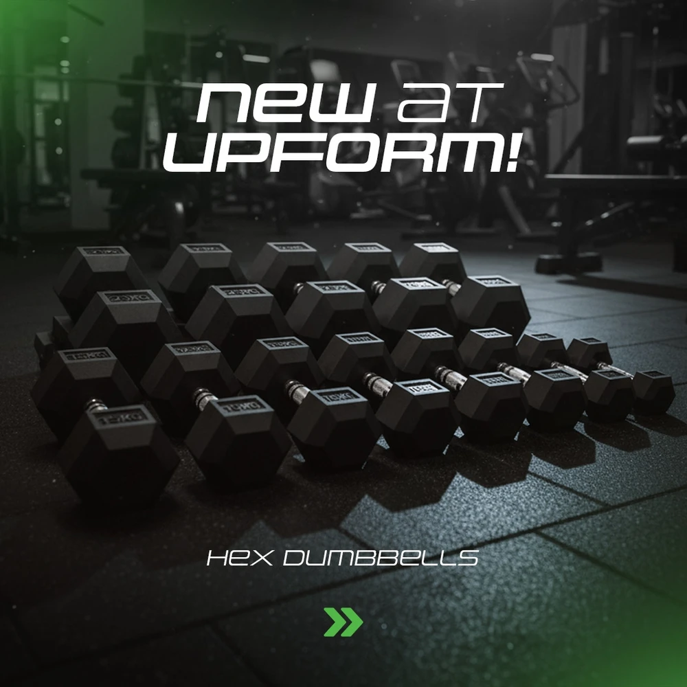 Guminuotas ketaus hantelis HEX 30 kg, UpForm