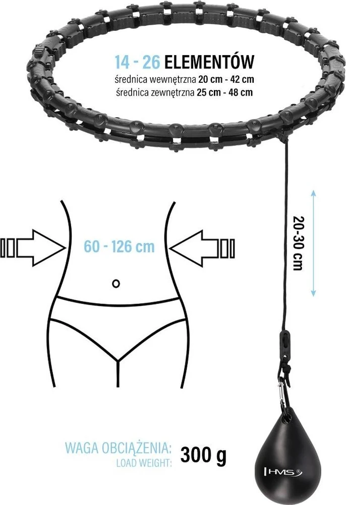HHW11 PLUS SIZE HULA HOOP Juodas WITH WEIGHT HMS