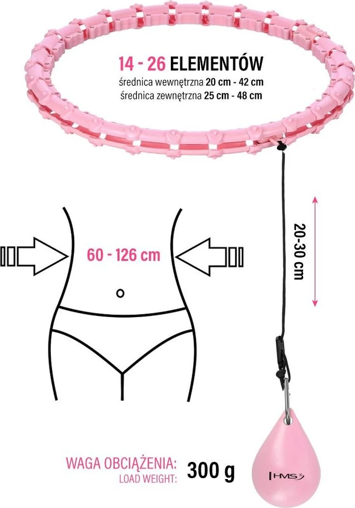 HHW11 Plus Size šviesiai rožinis hula lankas su svoriu HMS