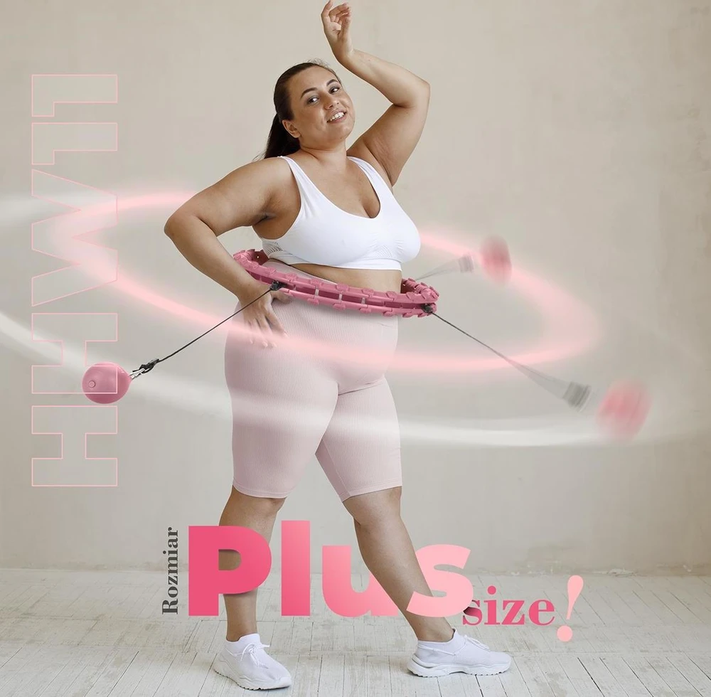 HHW11 Plus Size šviesiai rožinis hula lankas su svoriu HMS