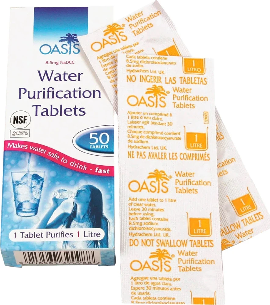 Jungtine Karalyste Vandens dezinfekavimo tabletės OASIS (8,5 mg NaDCC) 50 pcs