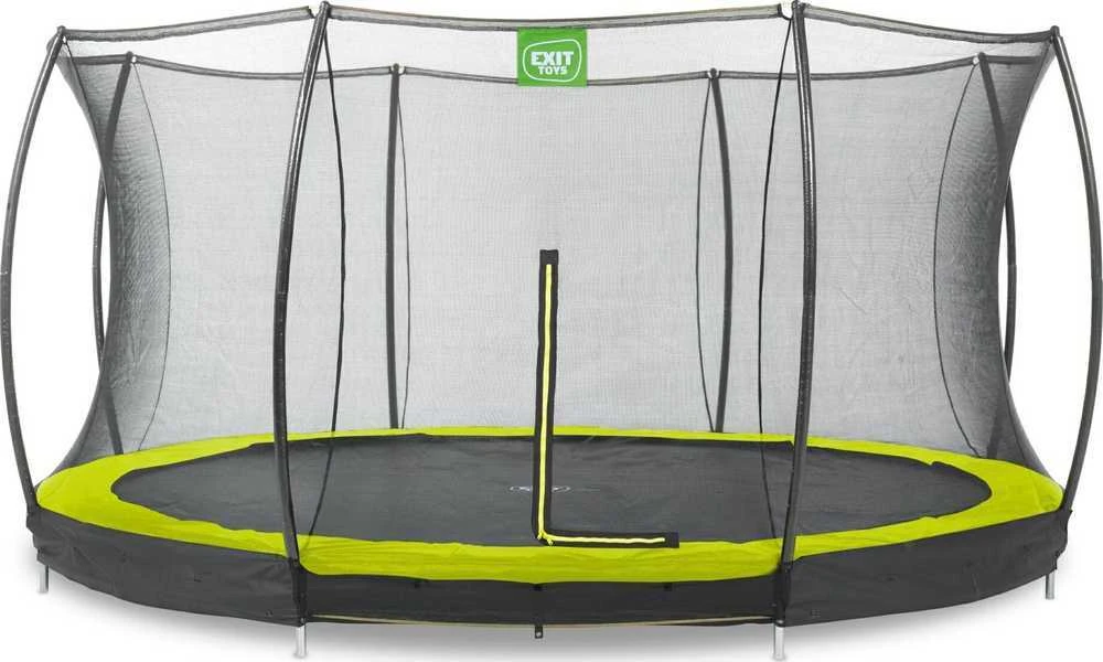Įleidžiamas batutas EXIT Silhouette ø427 cm su apsauginiu tinklu, žalias