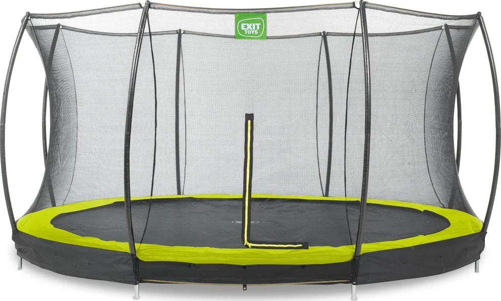 Įleidžiamas batutas EXIT Silhouette ø427 cm su apsauginiu tinklu, žalias