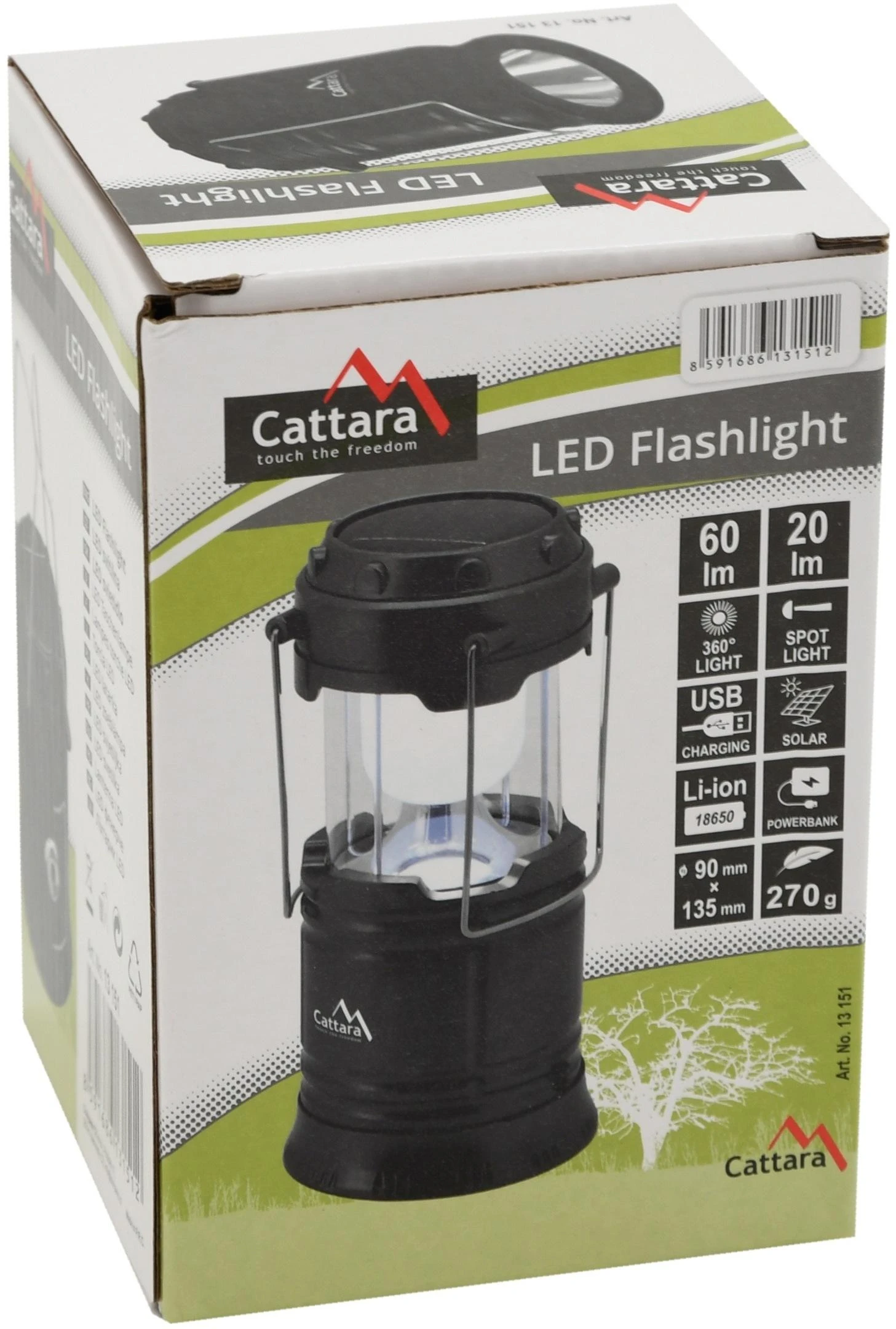 Įkraunamas stovyklavimo LED žibintas Cattara 20/60lm
