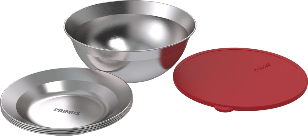 Švedija Primus Campfire serving kit steel bowl with lid and 4 plates