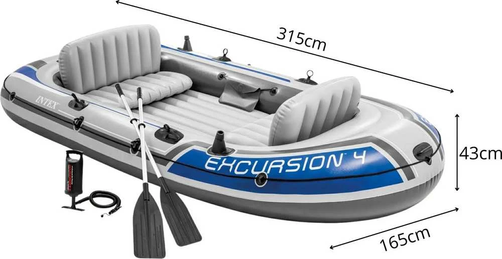Pripučiama valtis INTEX Excursion 4 /4 asmenims, komplektas. 315x165x43cm