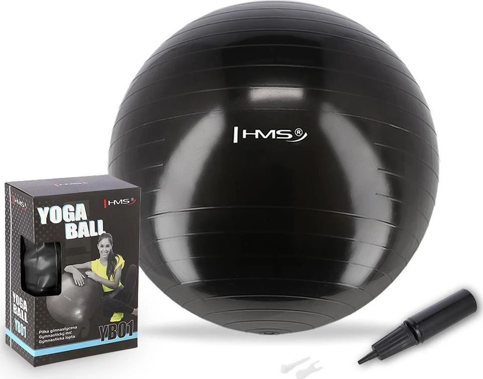 Juodas gimnastikos kamuolys HMS YB01, 55 cm