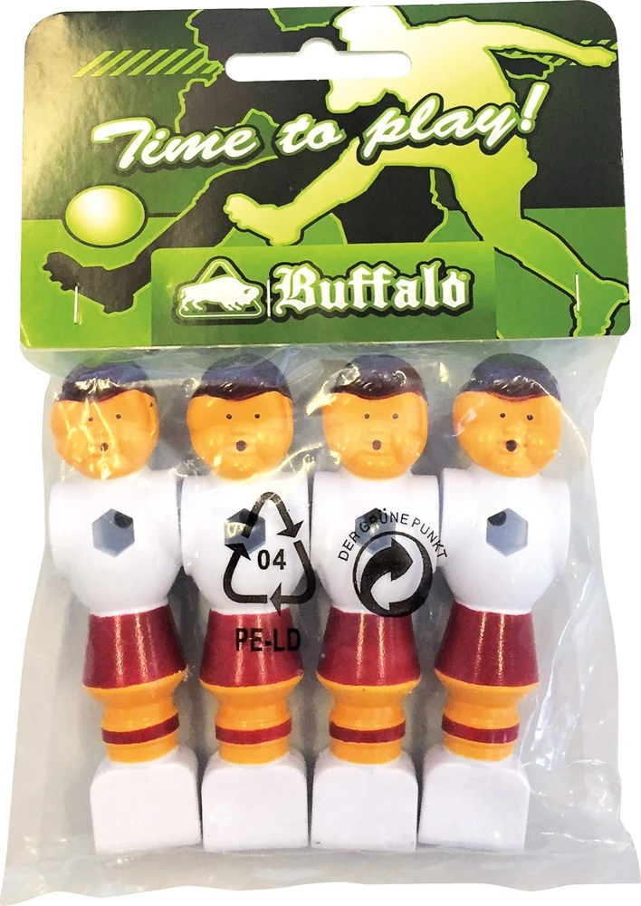 Keičiamas stalo futbolo žaidėjas Buffalo, raudonas / baltas, 16 mm, 4 vnt.