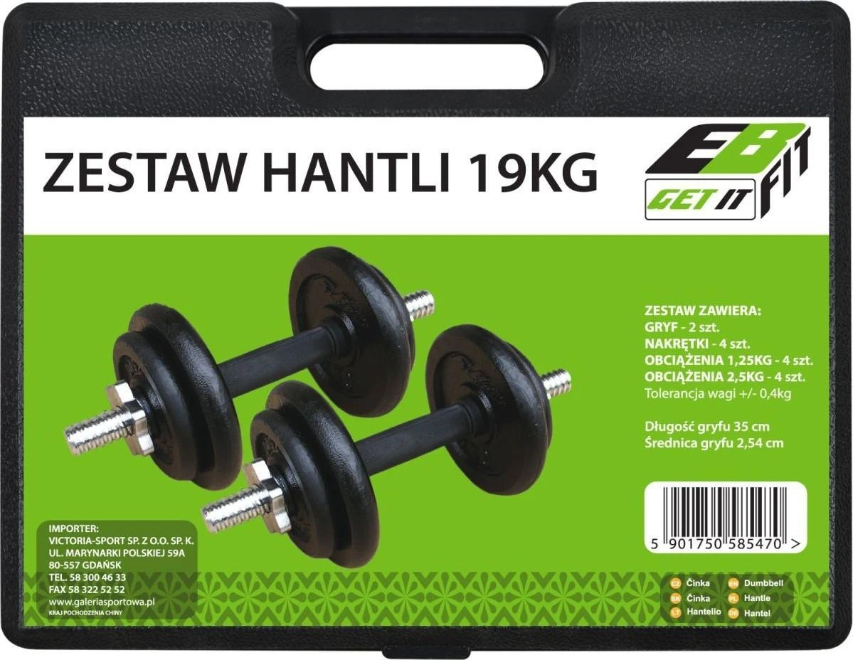 Enero Keičiamo svorio hanteliai EB Fit, 19kg (2x9.5kg)