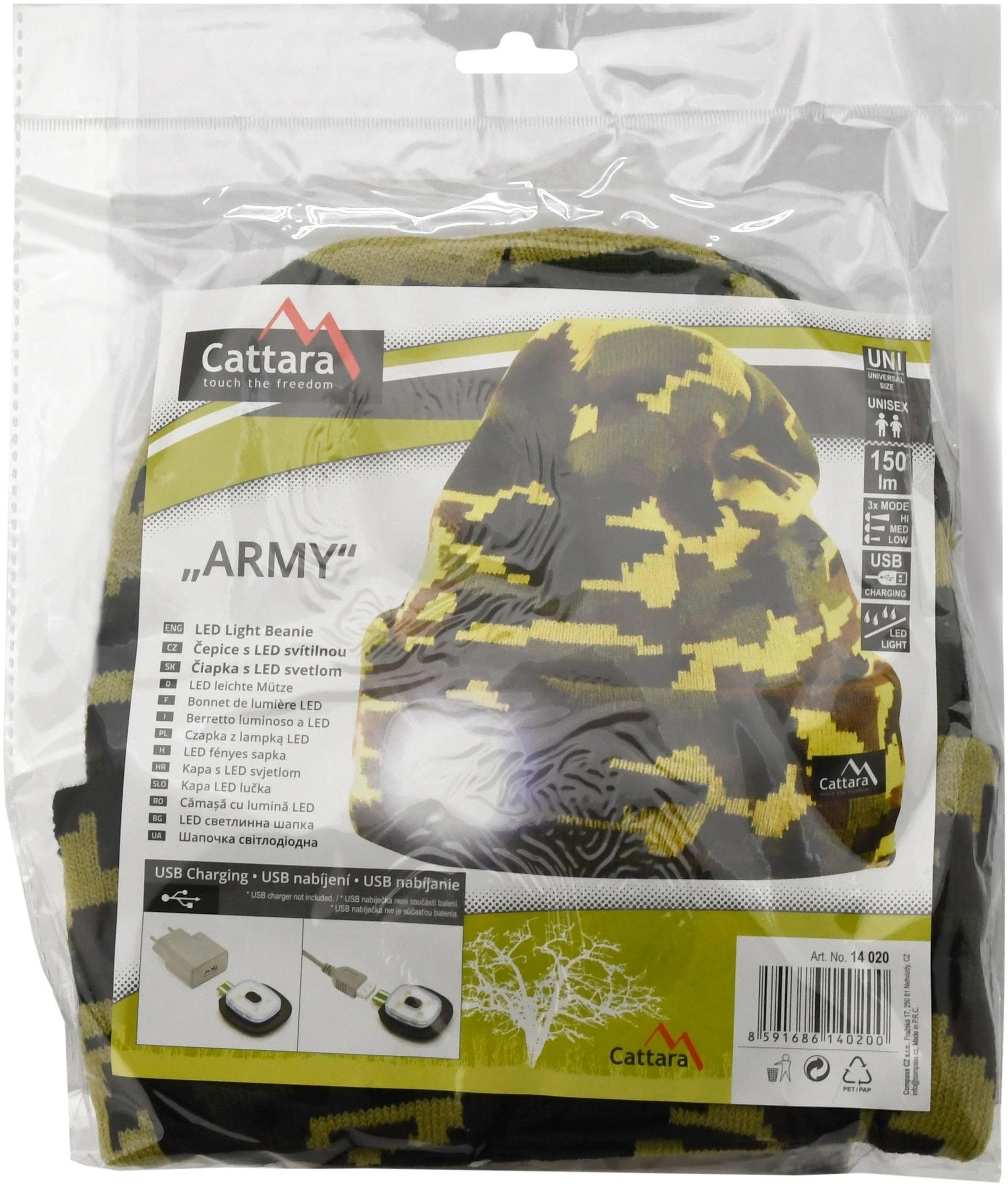 Kepurė su LED žibintuvėliu Cattara Army