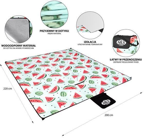 Kilimėlis iškyloms Nils Camp Watermelons NC2312, 220x200cm, PE+Alu