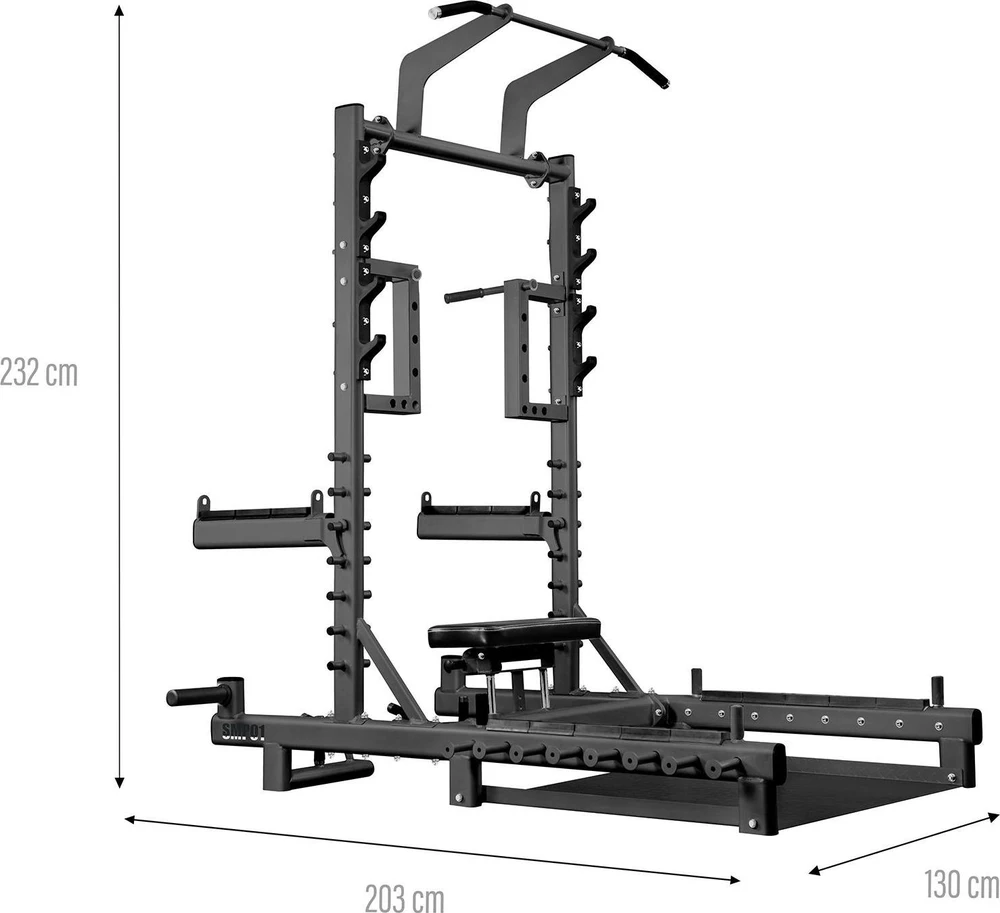 Komercinis daugiafunkcis stovas su svorių kilnojimo ir hip thrust platforma SMP01 HMS