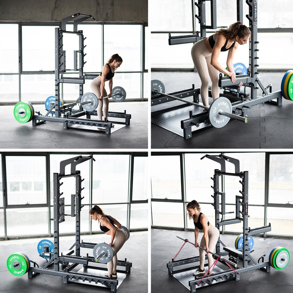 Komercinis daugiafunkcis stovas su svorių kilnojimo ir hip thrust platforma SMP01 HMS