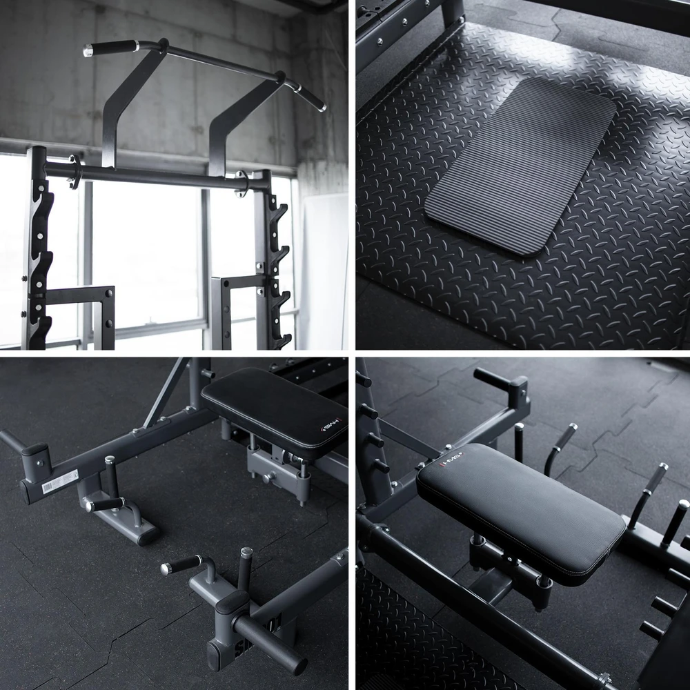 Komercinis daugiafunkcis stovas su svorių kilnojimo ir hip thrust platforma SMP01 HMS