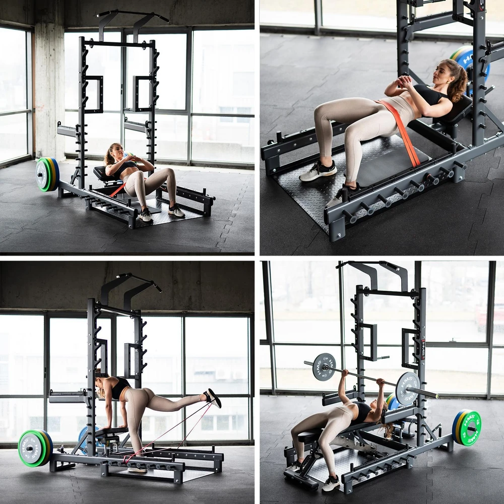Komercinis daugiafunkcis stovas su svorių kilnojimo ir hip thrust platforma SMP01 HMS