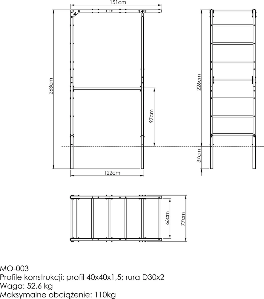 Lauko gimnastikos kopėčios MO-003 - Marbo Sport