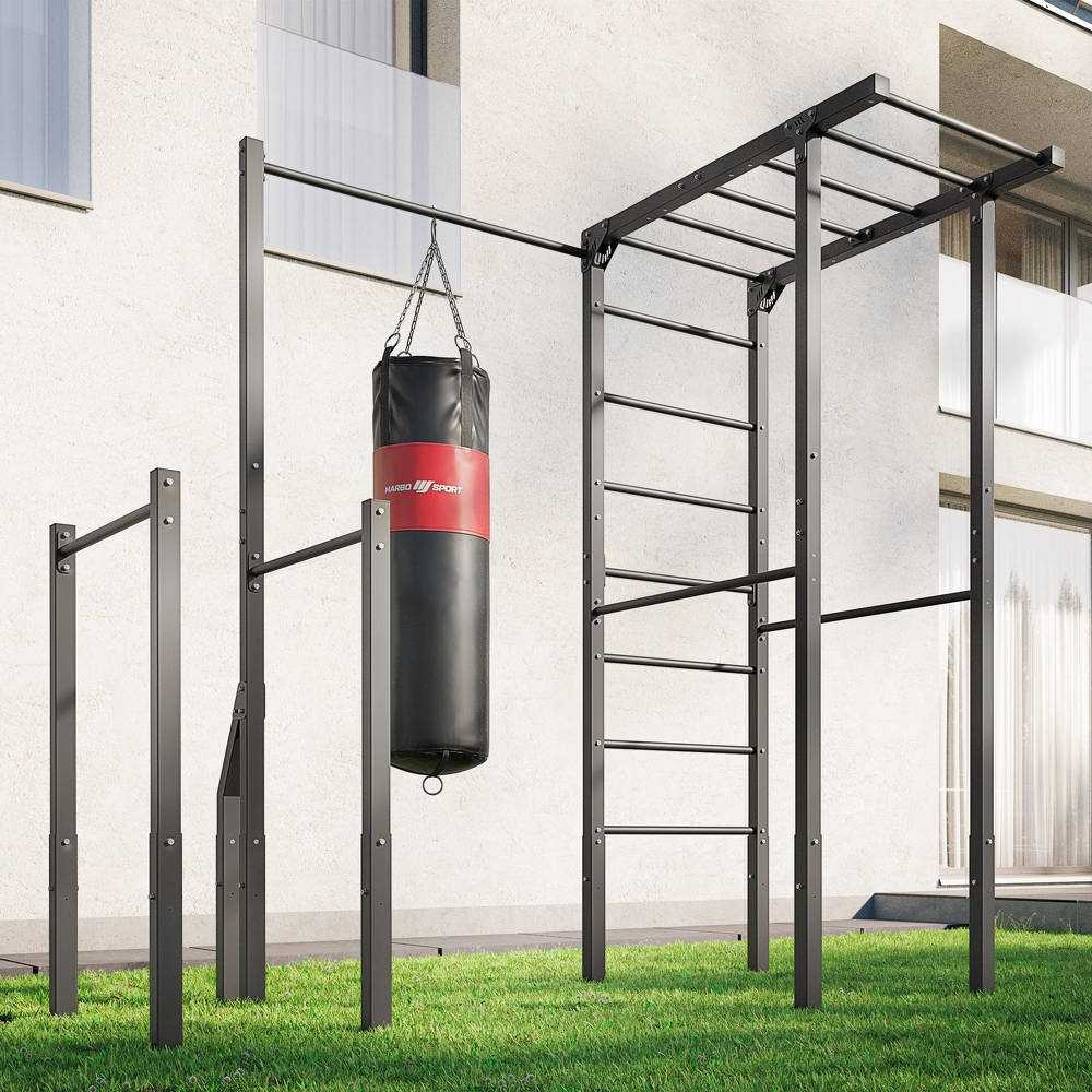 Lauko kopėčios + skersinis su krepšio laikikliu + rankenos atsispaudimams (ilgas) MO-Z5 - Marbo Sport