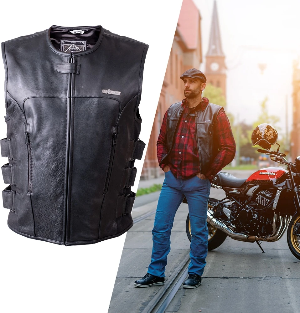 Leather Motorcycle Vest W-TEC Trabacho