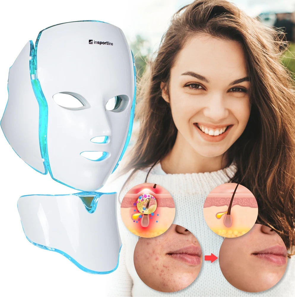 LED šviesos terapijos veido/kaklo kaukė Light inSPORTline Hilmana
