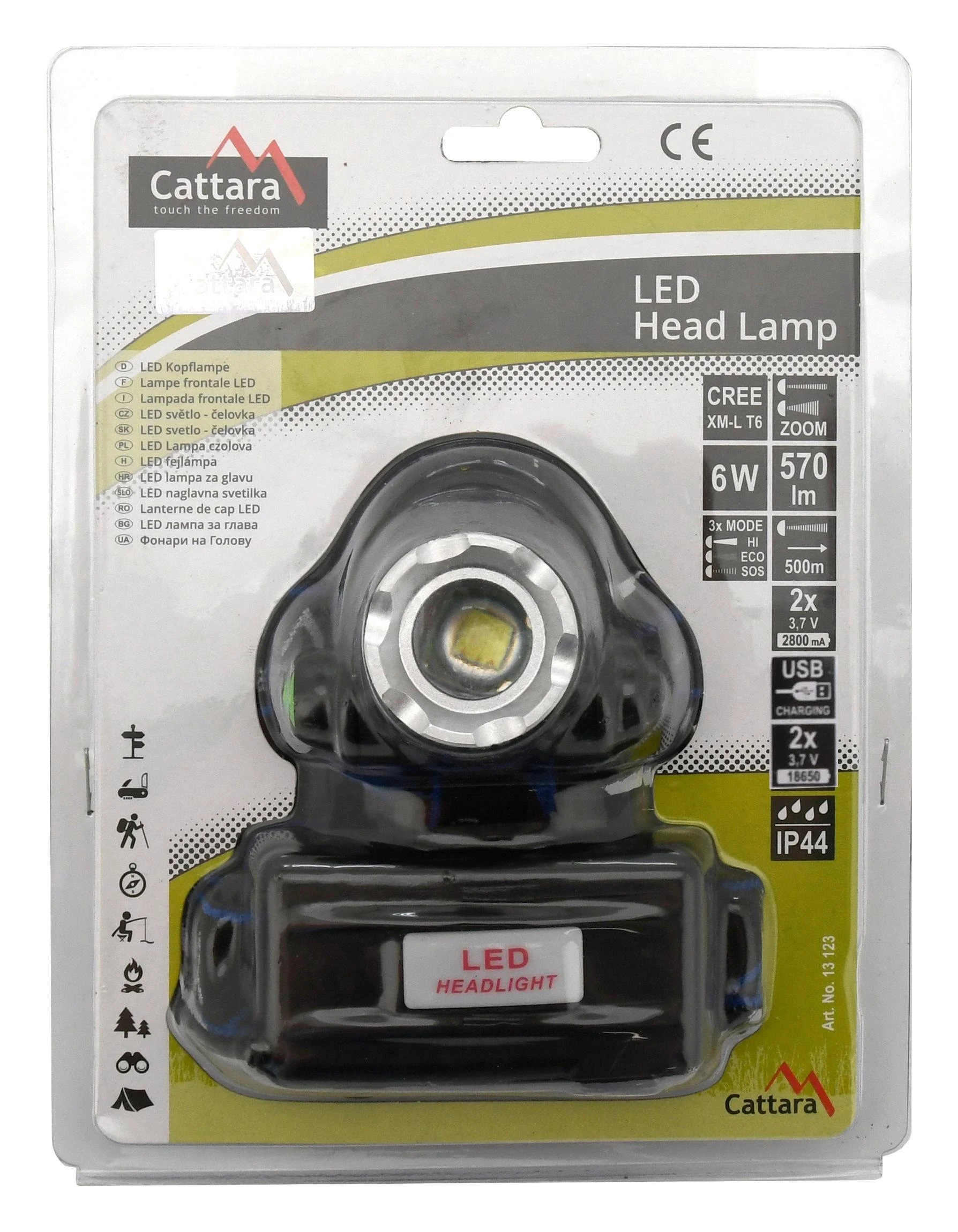 LED žibintuvėlis ant galvos Cattara Zoom 570 lm