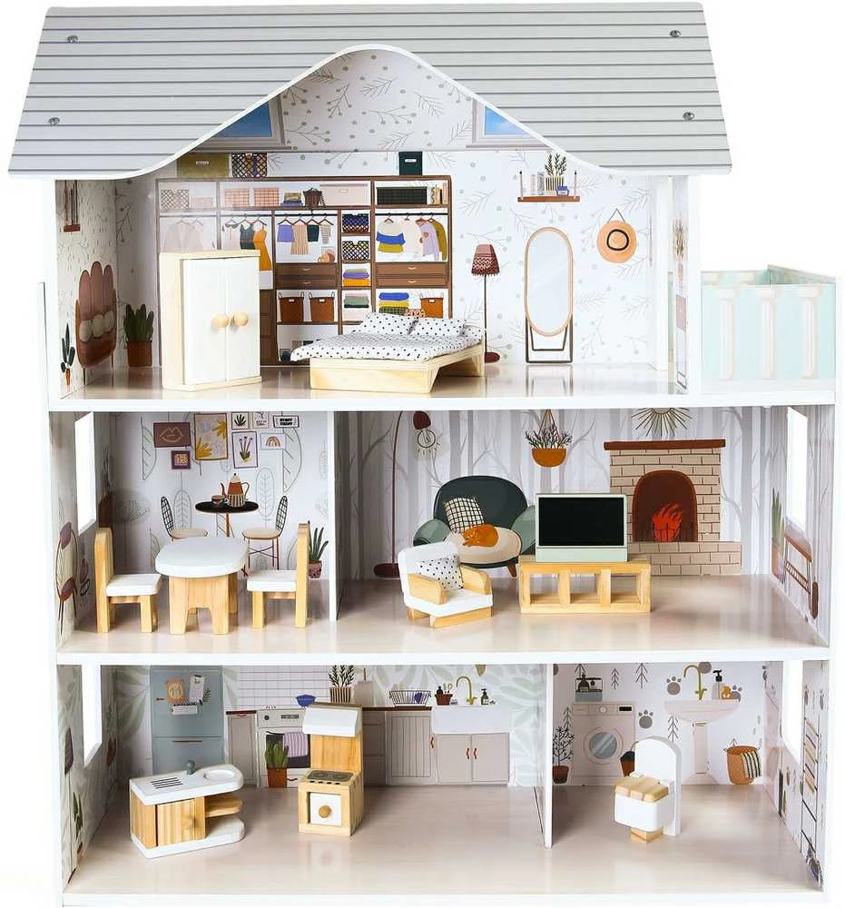 Ecotoys Lėlių namelis medinis Emma residence