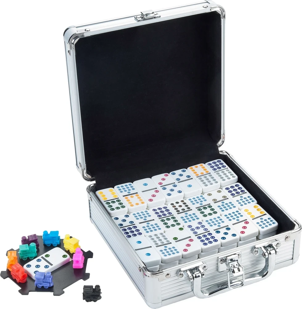 Longfield Mexican Train Double 12 domino aliuminio dėkle