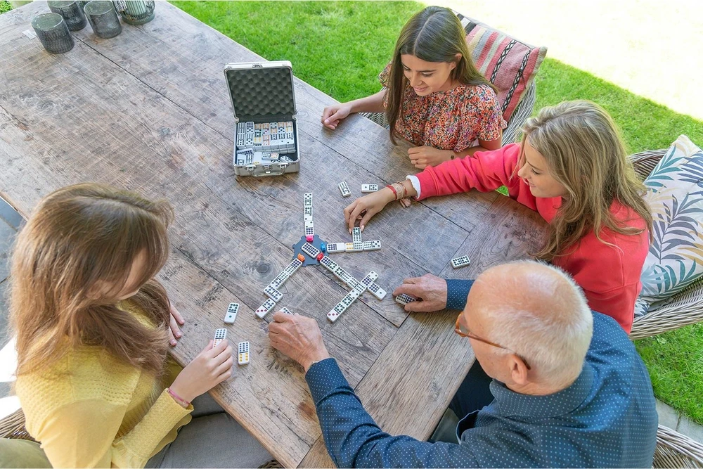 Longfield Mexican Train Double 12 domino aliuminio dėkle