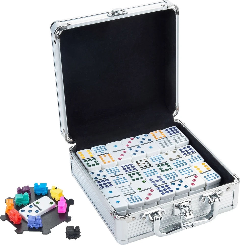 Longfield Mexican Train Double 12 domino aliuminio dėkle