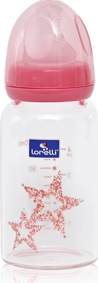 Lorelli Classic Stiklinis maitinimo buteliukas Lorelli, su anti-colic čiulptuku, 120 ml, mėlynas
