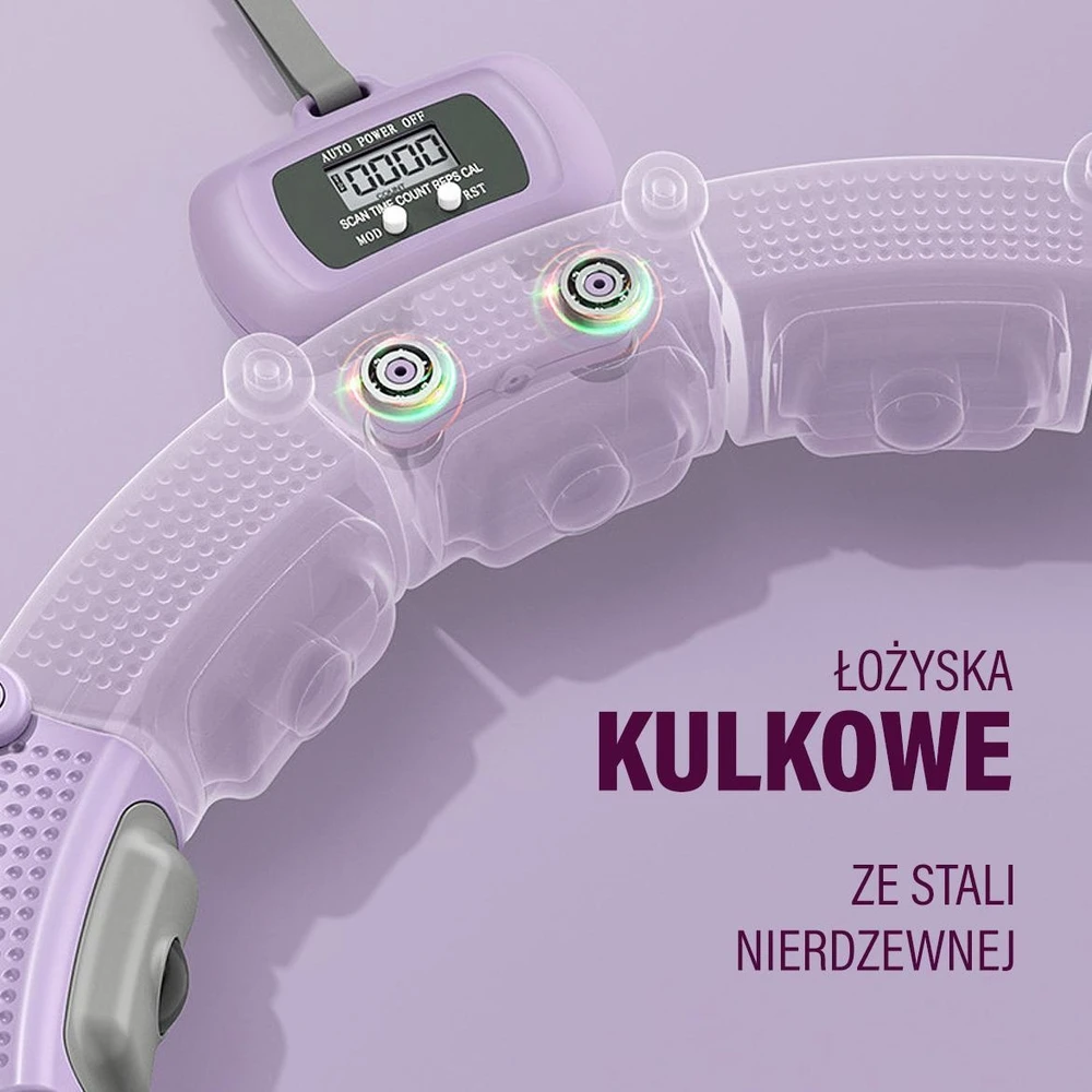 Magnetinis hula lankas HHM14 su svoriu ir skaitikliu, violetinis HMS