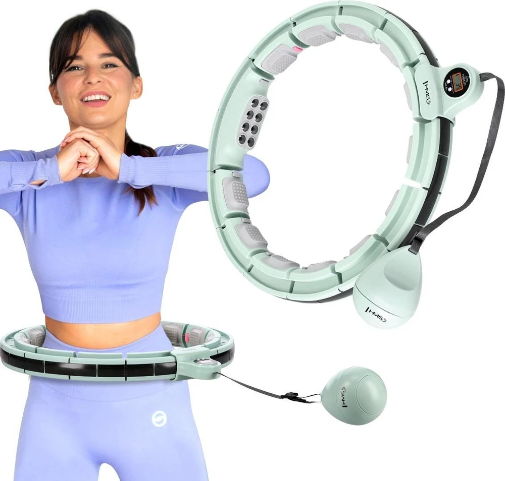 HHM13 HULA HOOP Žalias MAGNETINIS SU SVORIU + SKAITIKLIS HMS