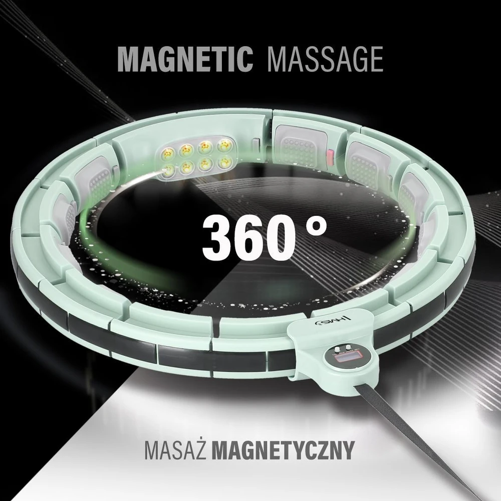 HHM13 HULA HOOP Žalias MAGNETINIS SU SVORIU + SKAITIKLIS HMS