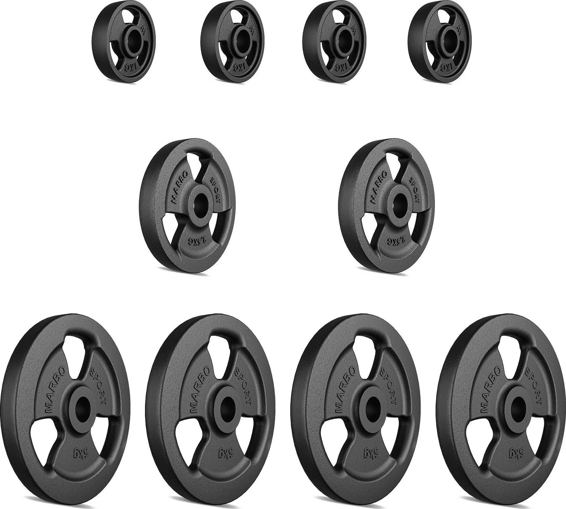 Marbo Sport Ketaus svorių komplektas Marbo, 29kg / 4x5kg + 2x2.5kg + 4x1kg