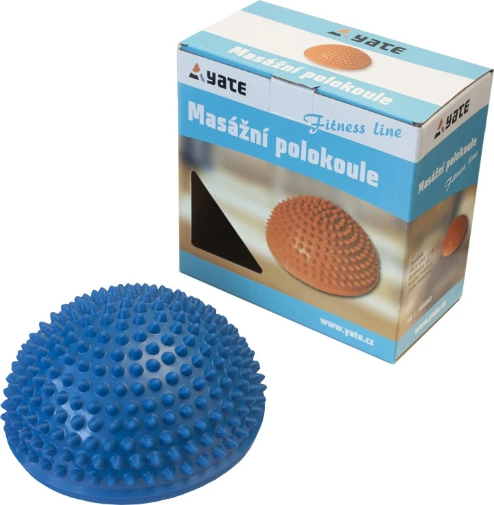 Masažo kamuoliukas Yate Spiky Half Ball, 16 cm – mėlynas
