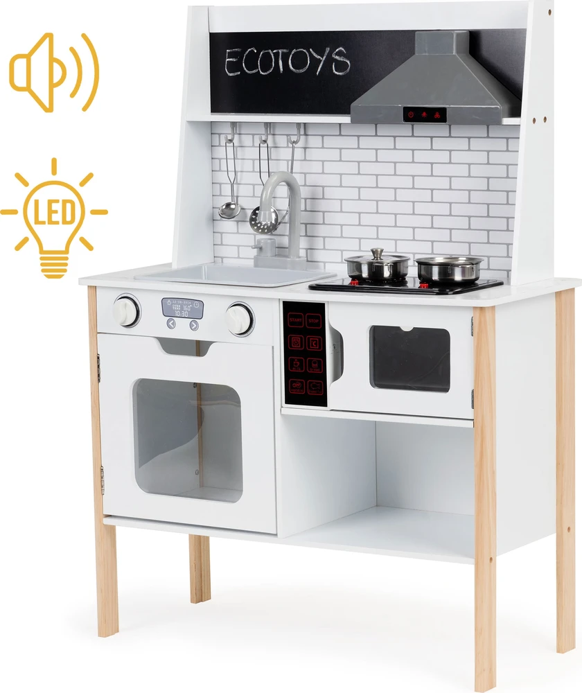 Medinė virtuvėlė vaikams su garsais ir šviesomis ECOTOYS
