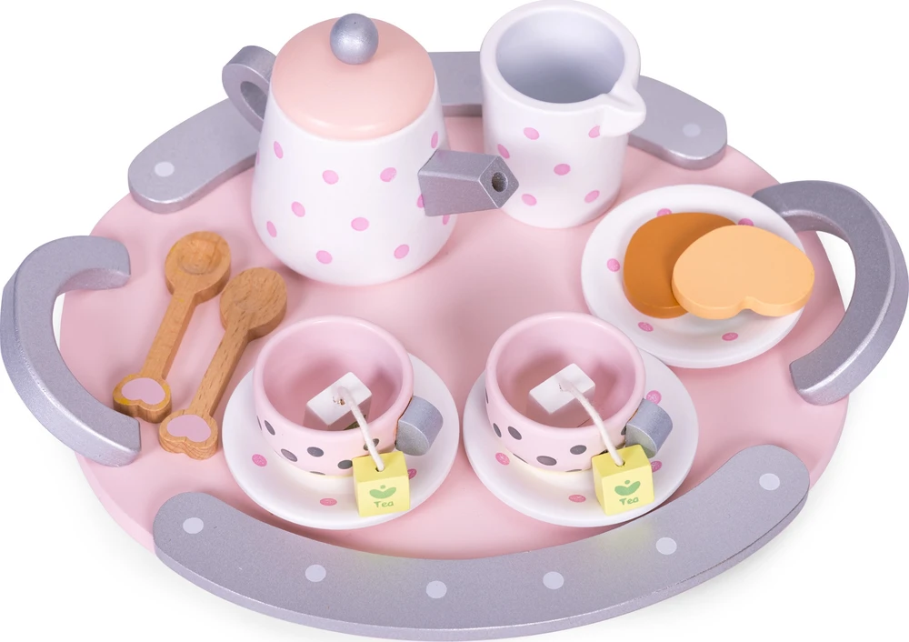 Medinis arbatos puodelių ir virdulio rinkinys, 15 dalių, ECOTOYS