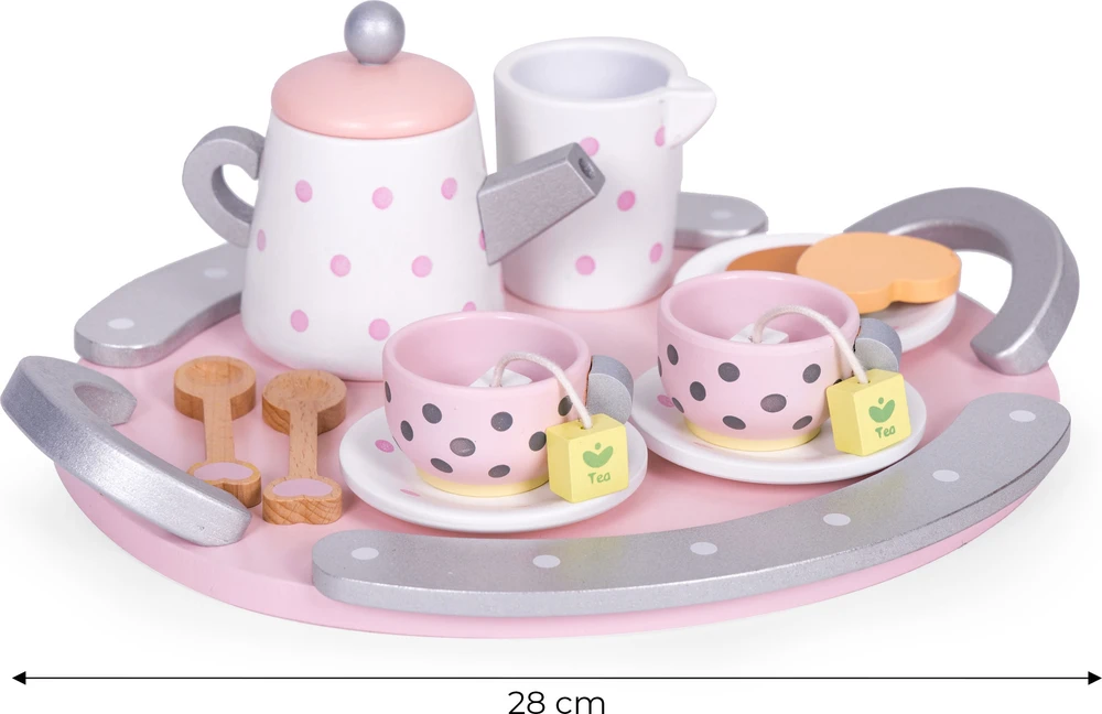 Medinis arbatos puodelių ir virdulio rinkinys, 15 dalių, ECOTOYS