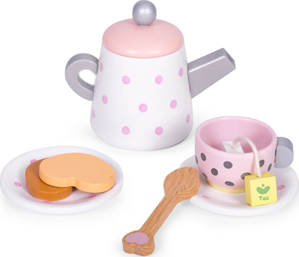 Medinis arbatos puodelių ir virdulio rinkinys, 15 dalių, ECOTOYS