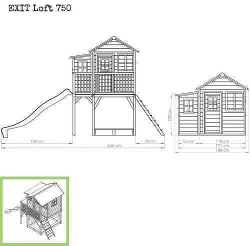 EXIT Loft 750 medinis žaidimų namelis, natūralaus medžio