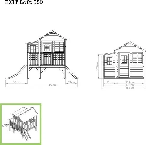 EXIT Loft 350 medinis žaidimų namelis – natūralus