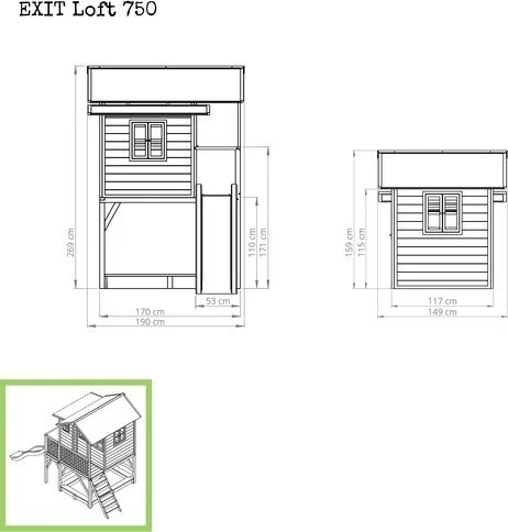 EXIT Loft 750 medinis žaidimų namelis, natūralaus medžio